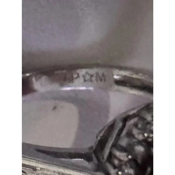 P Star M Sterling Silver 925 White Topaz & Emerald Green Stone Ring Size 6.75 - Picture 8 of 10